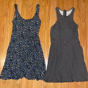 American Eagle Outfitters Blue Floral and Black Striped Mini Dresses